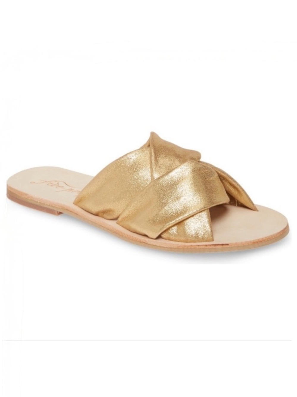 Free People Rio Vista Gold Slide Sandals | 41
